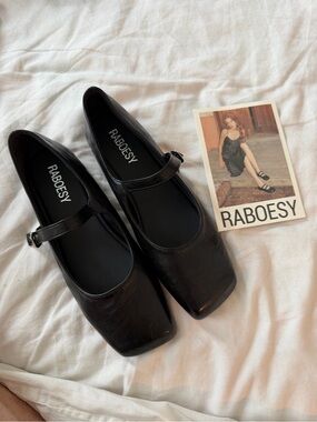 Black Metallic Mary Jane Flats